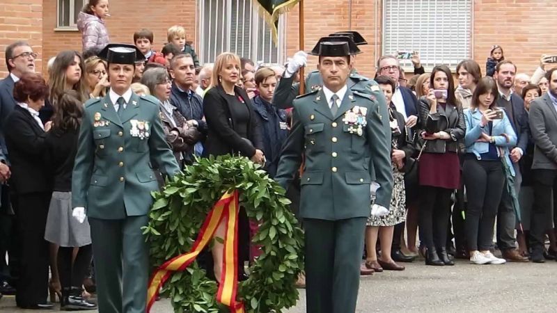 Parada militar y desfile en la plaza de la Marina Española, para conmemorar el 173º aniversario de la Guardia Civil