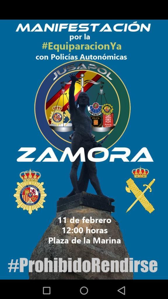Jusapol Zamora se manifestará el domingo a las 12 de la mañana en la Plaza de la Marina en favor de la equiparación salarial