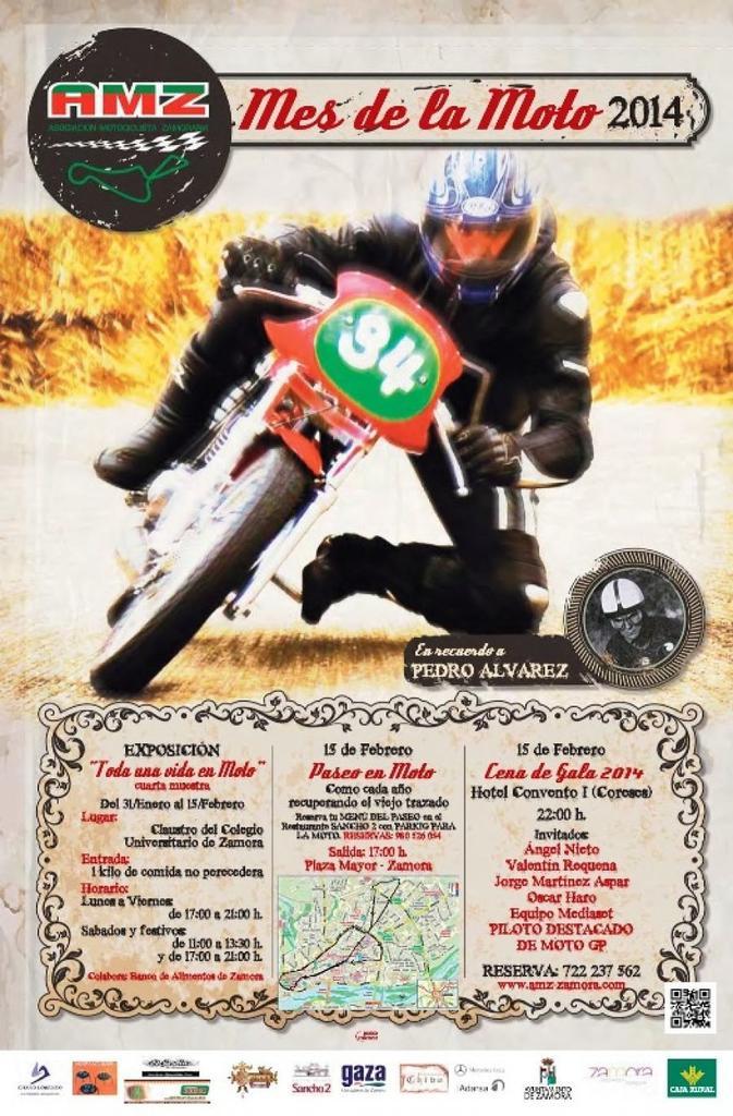 Cartel de las actividades de la AMZ en el mes de la moto.