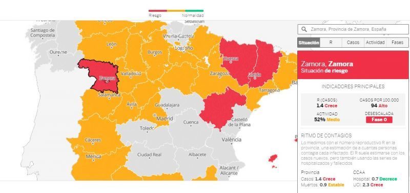 Mapa de riesgo de rebrote del coronavirus en España | El País
