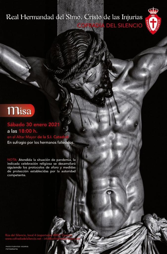 El sábado 30 de enero en la S.I. Catedral de Zamora misa por los hermanos difuntos de la Cofradía del Silencio
