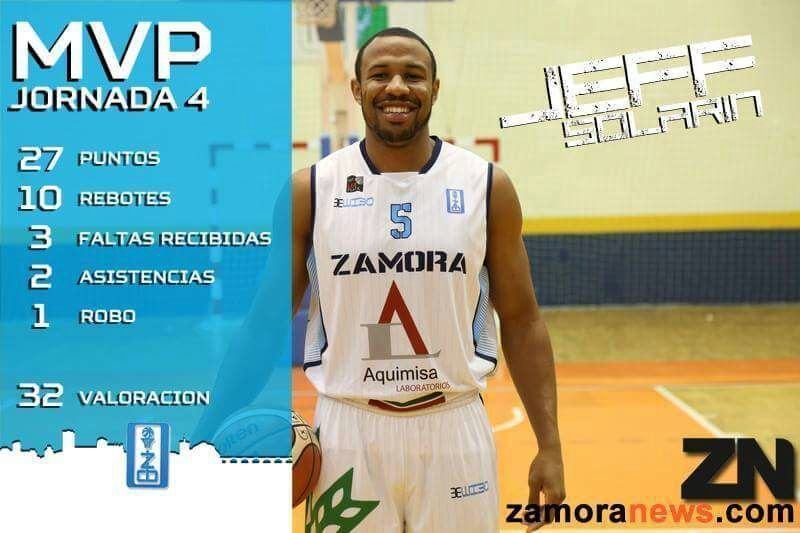 El MVP de la jornada del domingo en LEB Plata fue el jugador del CB Zamora Jeff Solarin