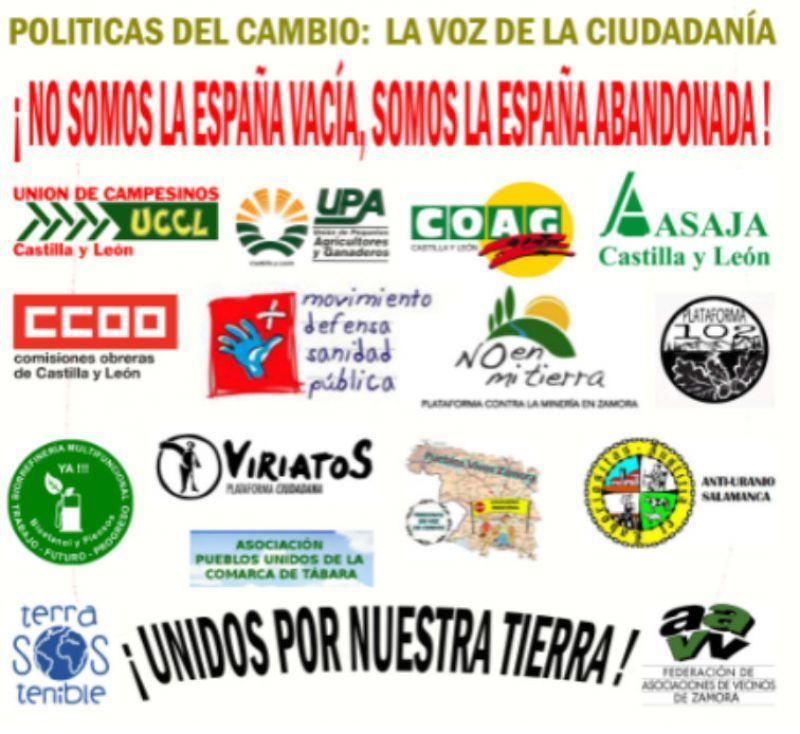 Asociaciones Vecinales, Plataforma Contra Macrogranjas, Pueblos Vivos y la Plataforma 102 de Porto Sanabria se suman a la concentración del próximo día 18 por " Políticas del Cambio: La voz de la Ciudadanía"