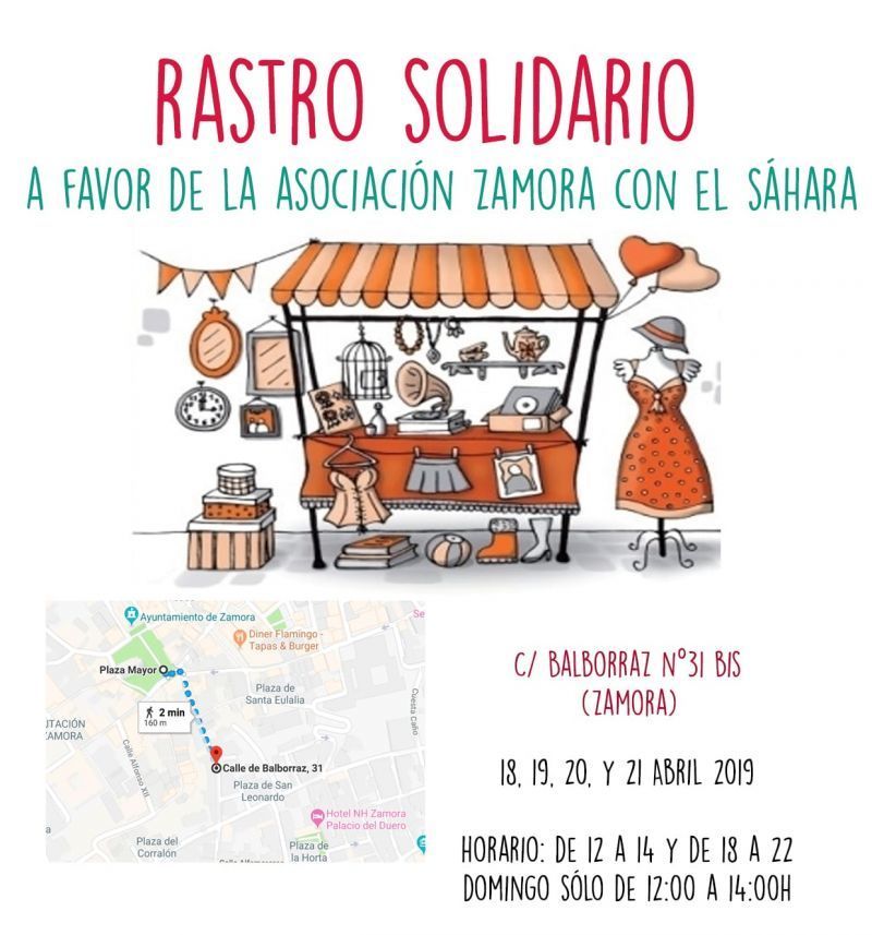 Del Jueves Santo al Domingo de Resurrección Rastro-Mercadillo solidario en Balborraz a favor de Zamora con el Sahara