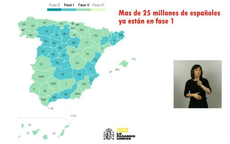 Esta es la relación de provincias y CCAA que pasan de fase en España, más de 25 MM de españoles en FASE 1