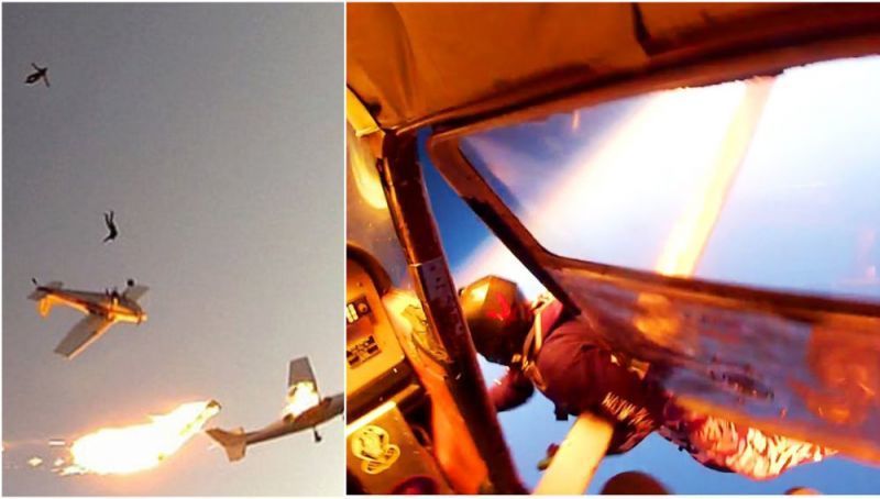 Dos avionetas chocan en el aire con sus nueve paracaidistas dentro