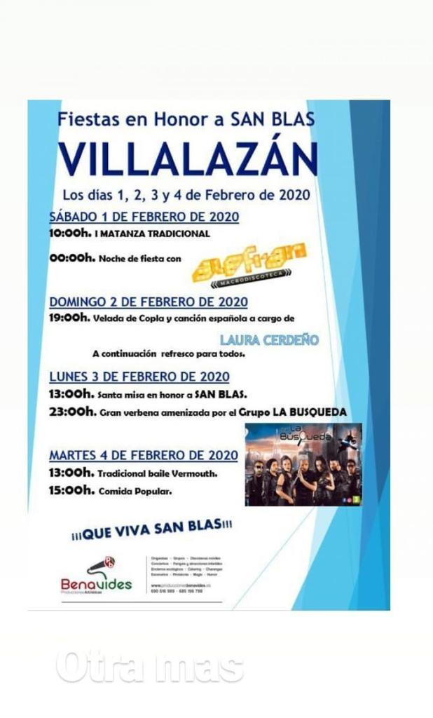 Programa de fiestas de San Blas en Villalazán | Imagen cedida a Zamora News