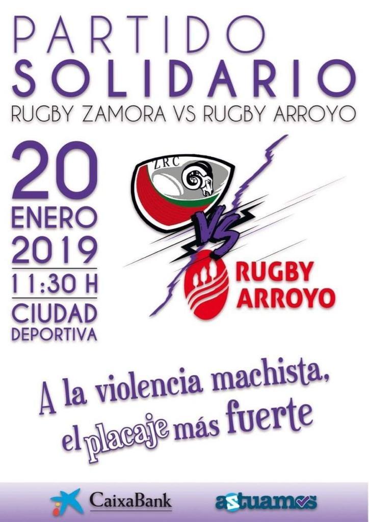 Rugby solidario este domingo en la Ciudad Deportiva, Zamora Rugby Club & Arroyo de Valladolid por una buena causa, "el placaje más fuerte" a la violencia machista