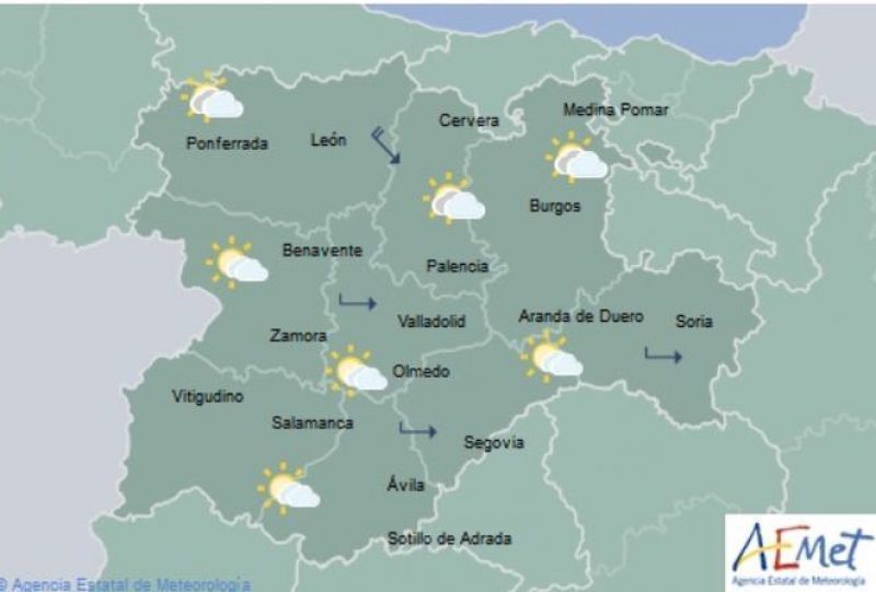 Ligero ascenso de las temperaturas para hoy lunes en Castilla y León
