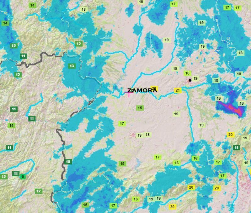 A las 20:30 horas se espera la punta de la posible precipitación en Zamora que condicionaría la salida de la procesión del Silencio