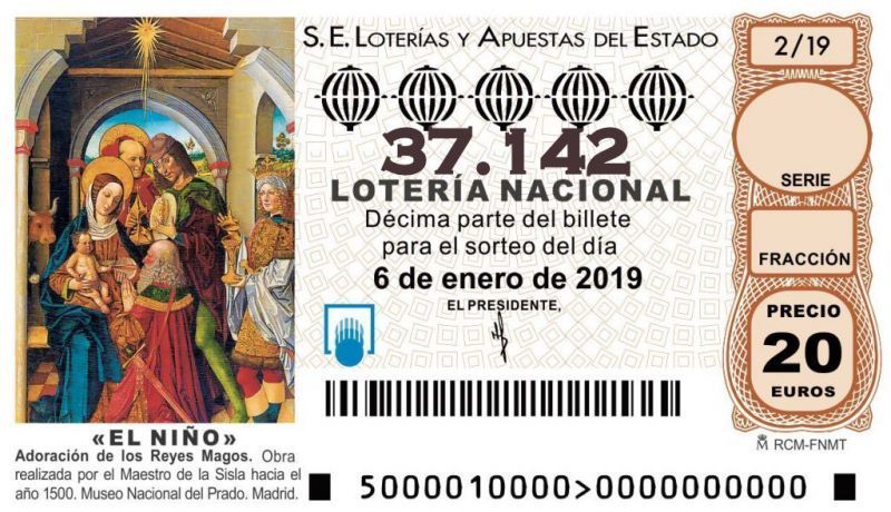 Relación de números y premios de la Lotería del Niño 2019, el gordo es el número: 37.142