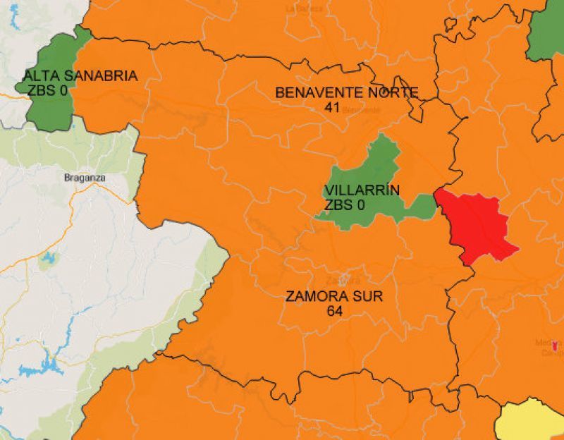 Zamora se torna de nuevo al naranja, solo la Alta Sanabria y Villarrin ZBS sin positivos