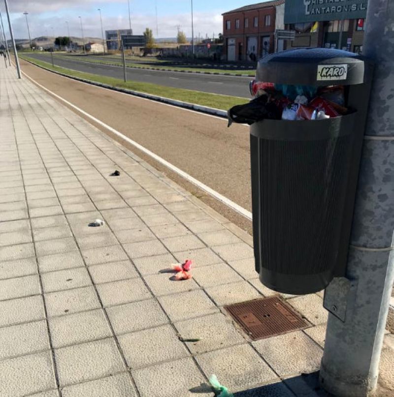 La papelera rebosante de basura que incita a la reflexión, en Zamora nunca pasa nada
