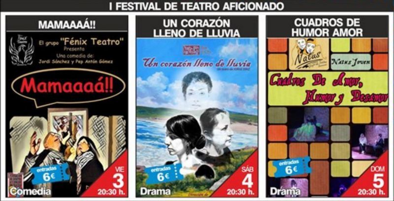 Sorteo exprés: Un pase doble para ver los tres espectáculos del Primer Festival de Teatro aficionado, un gran regalo para el día de la Madre