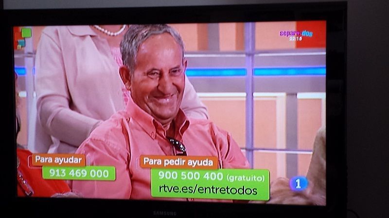 Un vecino de La Guareña, durante la emisión en directo del programa 'Entre todos' de La 1 de TVE.