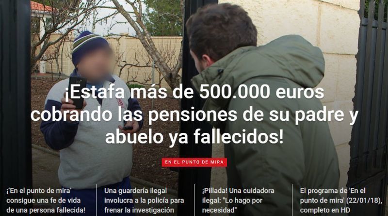 El ex-jefe de pensiones del INSS de Zamora en el programa el "Punto de mira" de Cuatro TV