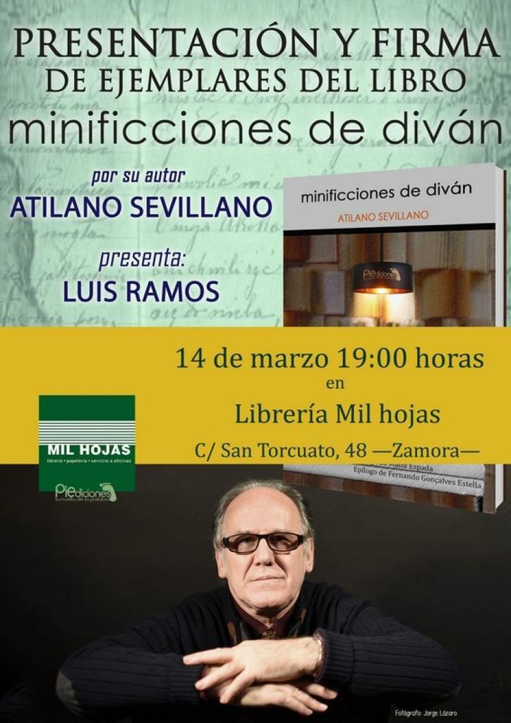 Este jueves se presenta en la Librería Mil Hojas "Minificciones de Diván" de Atilano Sevillano
