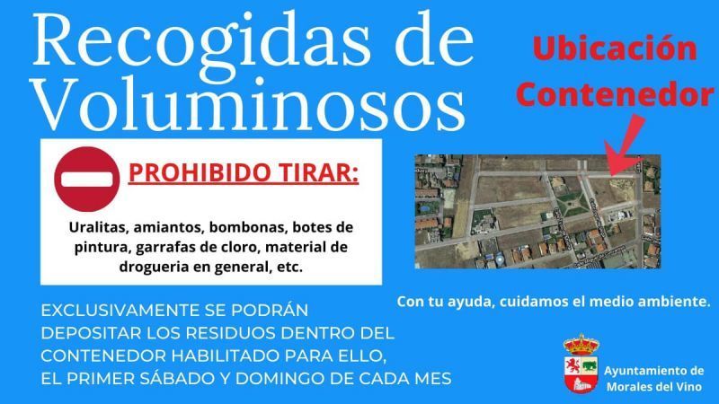 Morales procederá a la recogida de voluminosos el primer fin de semana de julio