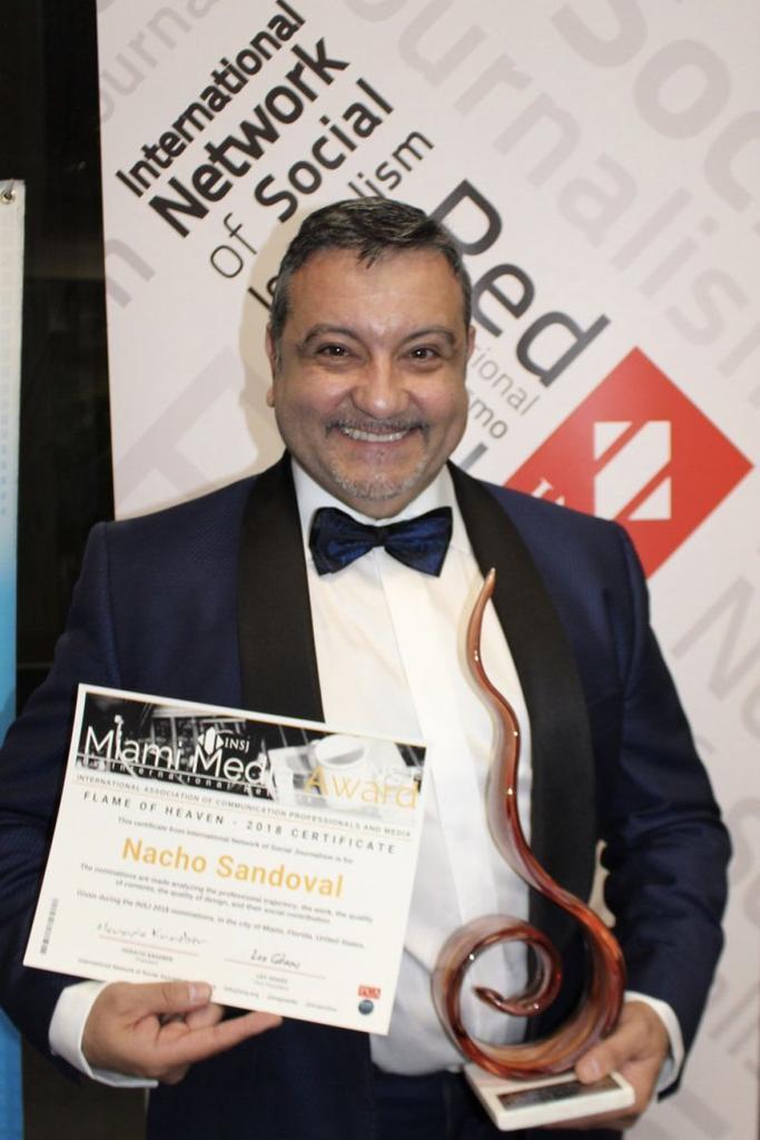 Nacho Sandoval gana el Miami Media Award por su exitosa trayectoria en el sector de la comunicación