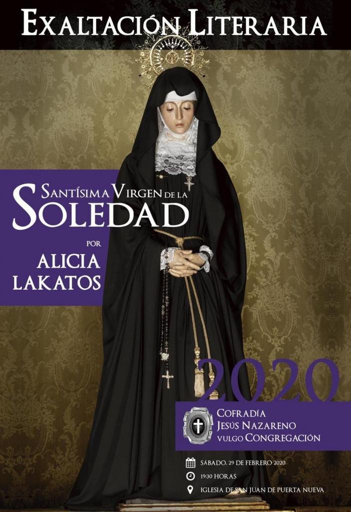 Alicia Lakatos será la encargada de realizar la exaltación literaria anual a la Virgen de la Soledad
