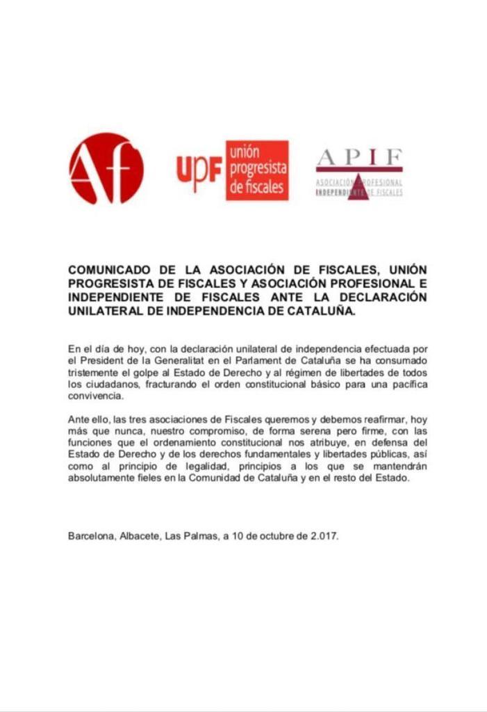 Documento emitido por los los fiscales asociados de España