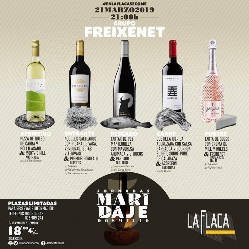 Cuarta jornada de las cenas de Maridaje de la Flaca esta vez cenar con la variedad del Grupo Freixenet, será todo un lujo