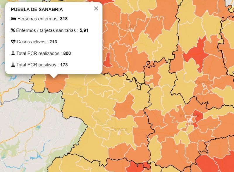 La ZBS de Puebla de Sanabria tiene más de 200 casos de coronavirus activos
