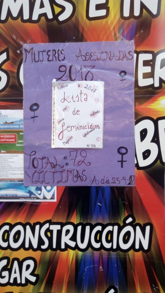 Hoy 25 de septiembre como cada mes, las 13 rosas de Zamora publican la lista de los 72 feminicidios que hasta hoy se han cometido en España